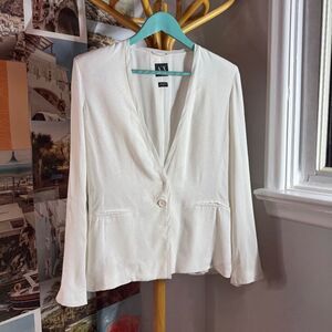 AX Armani Exchange Collarless Silk Blazer with crepe trim - M